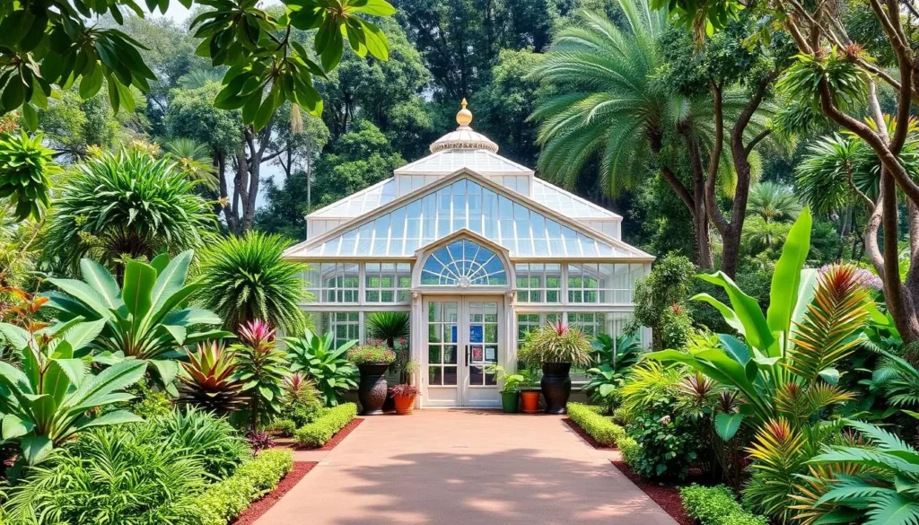 Generate an image of the Brasília Botanical Garden's main greenhouse