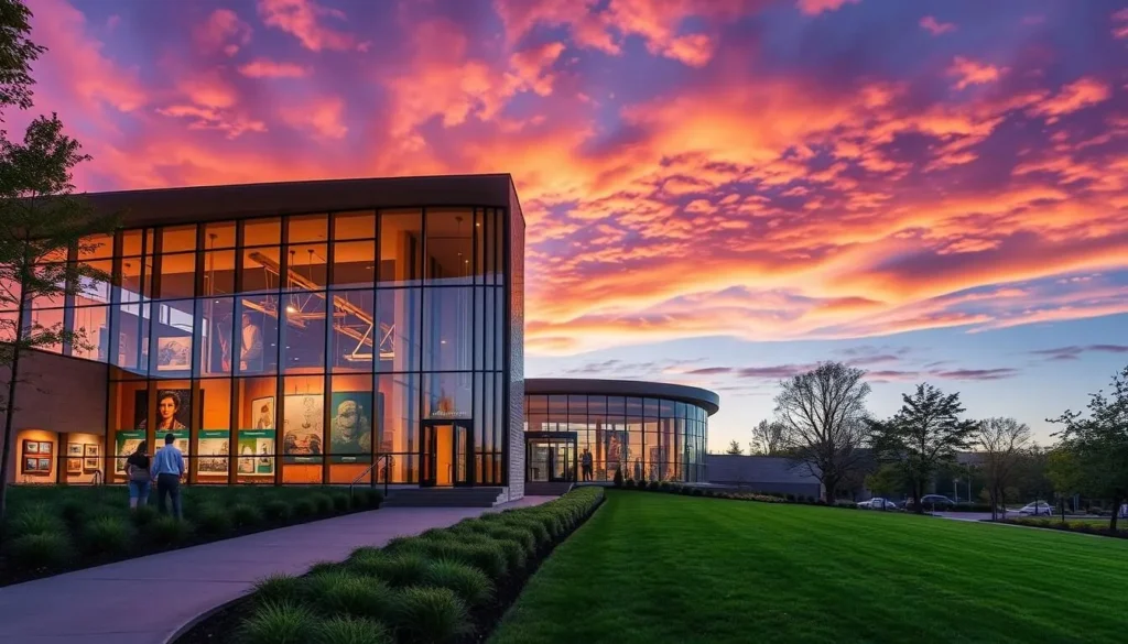 Generate an image of the Cici and Hyatt Brown Museum of Art, featuring its unique exhibits and beautiful surroundings.