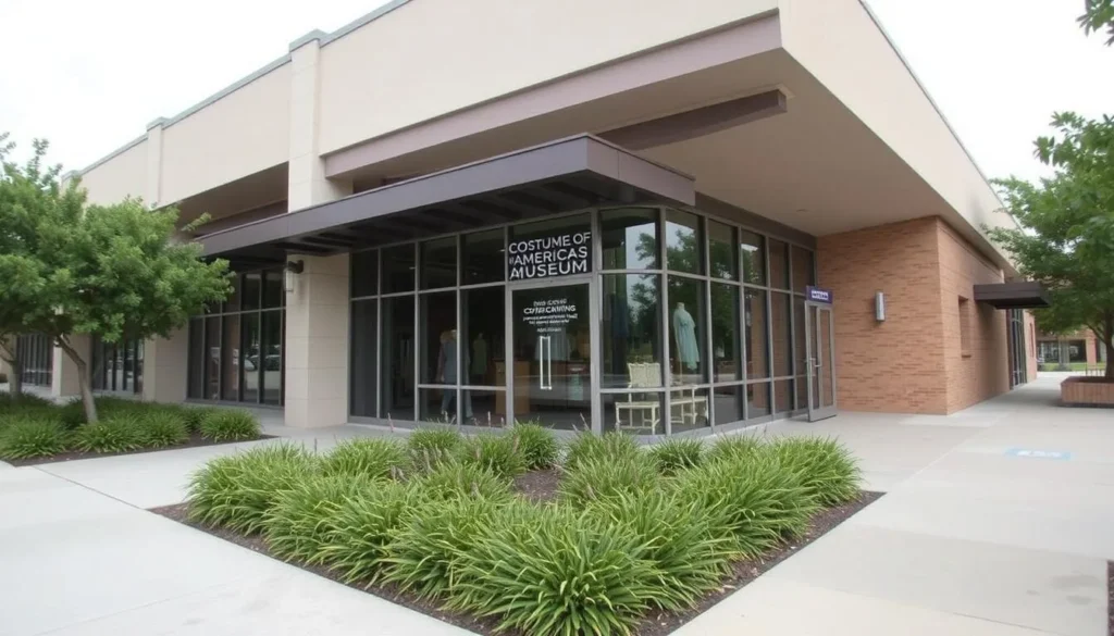 Generate an image of the Costumes of the Americas Museum's exterior, showcasing its location within the Ringgold Civic Pavilion.