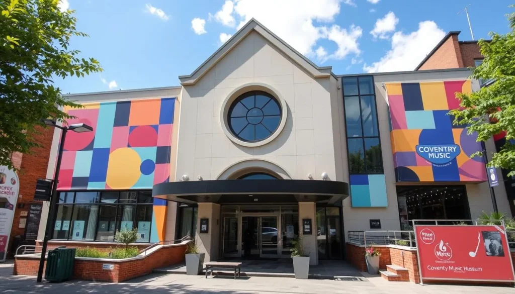 Generate an image of the Coventry Music Museum's exterior