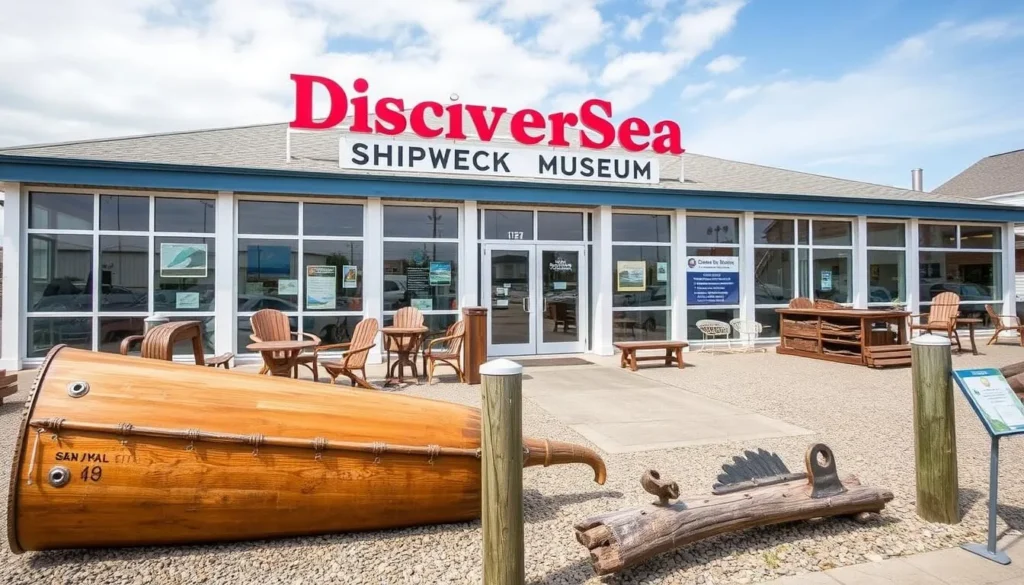 Generate an image of the DiscoverSea Shipwreck Museum in Fenwick Island, showcasing its unique shipwreck artifacts and maritime history.