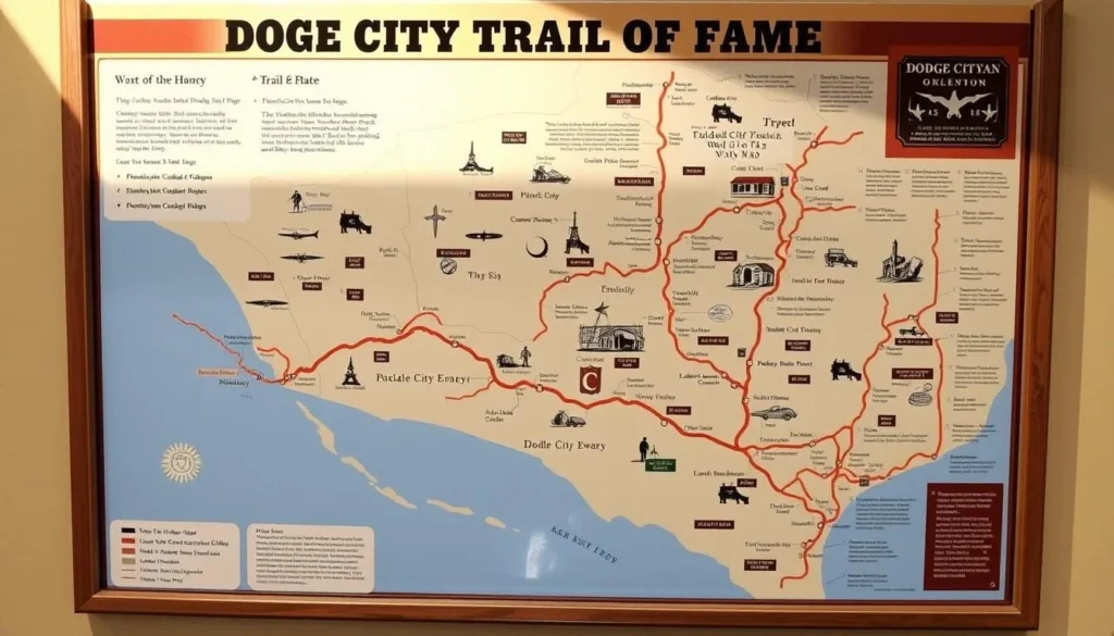 Generate an image of the Dodge City Trail of Fame map