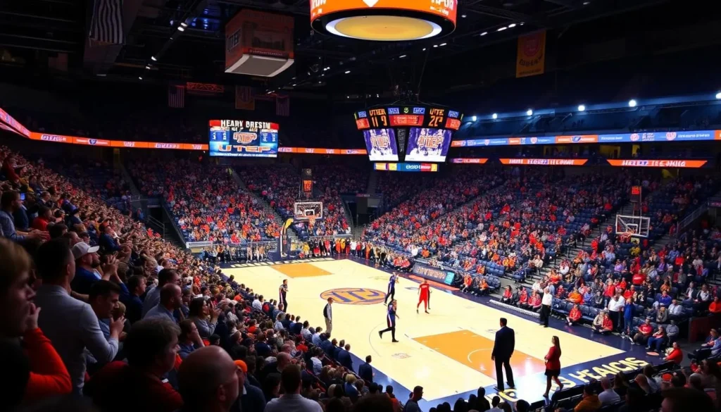 Generate an image of the Don Haskins Center during a UTEP basketball game