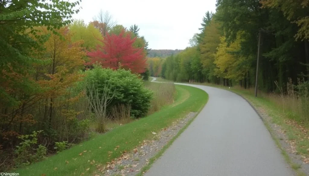 Generate an image of the Dutchess Rail Trail, showcasing its scenic beauty and paved path.