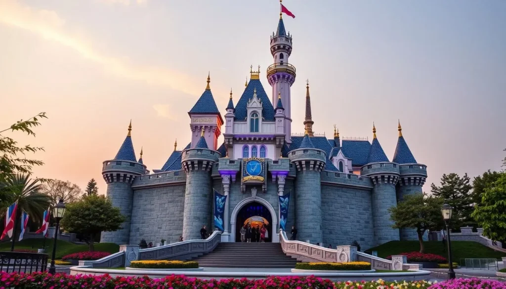 Generate an image of the Enchanted Storybook Castle at Shanghai Disneyland
