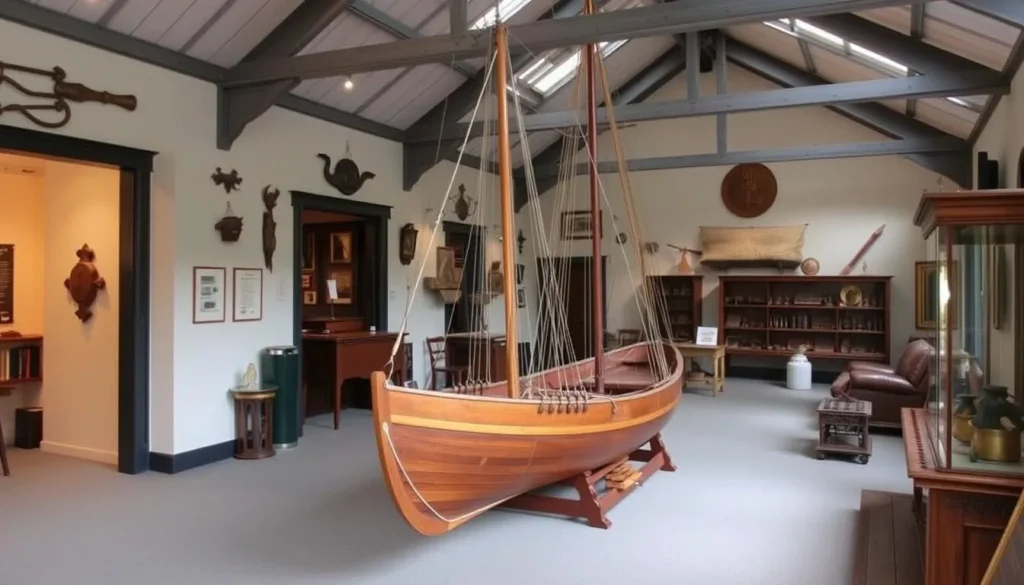 Generate an image of the Eric Thomas Galley Museum in Queenstown, Tasmania, showcasing its historical exhibits.