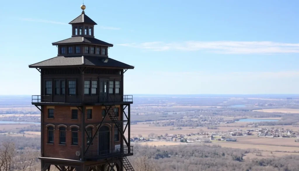 Generate an image of the Fenelon Place Elevator in Dubuque, Iowa, showcasing its historic architecture and the panoramic view it offers.