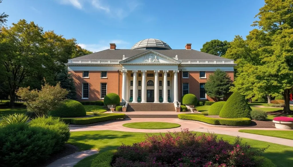 Generate an image of the Franklin D. Roosevelt Presidential Library and Museum in Hyde Park, New York.