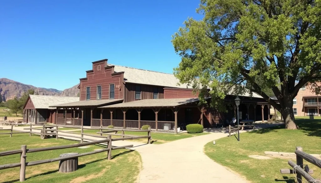 Generate an image of the Frontier Homestead State Park Museum in Cedar City, Utah, showcasing its historic buildings and outdoor exhibits.