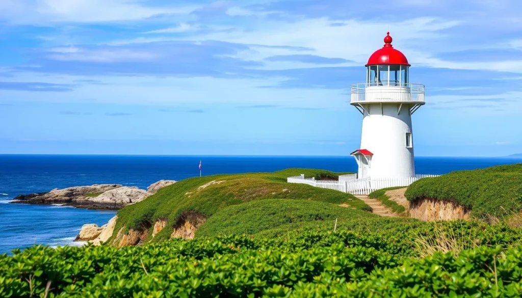 Generate an image of the Gay Head Lighthouse in Aquinnah, Martha's Vineyard.