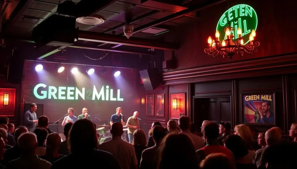 Generate an image of the Green Mill Jazz Club's interior during a performance.