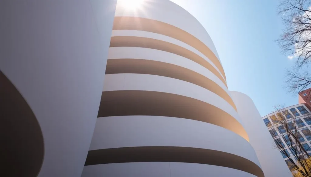 Generate an image of the Guggenheim Museum's unique spiral architecture Generate an image of the Guggenheim Museum's unique spiral architecture