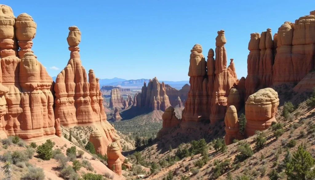 Generate an image of the Heart of Rocks area, showcasing its unique rock spires and formations.