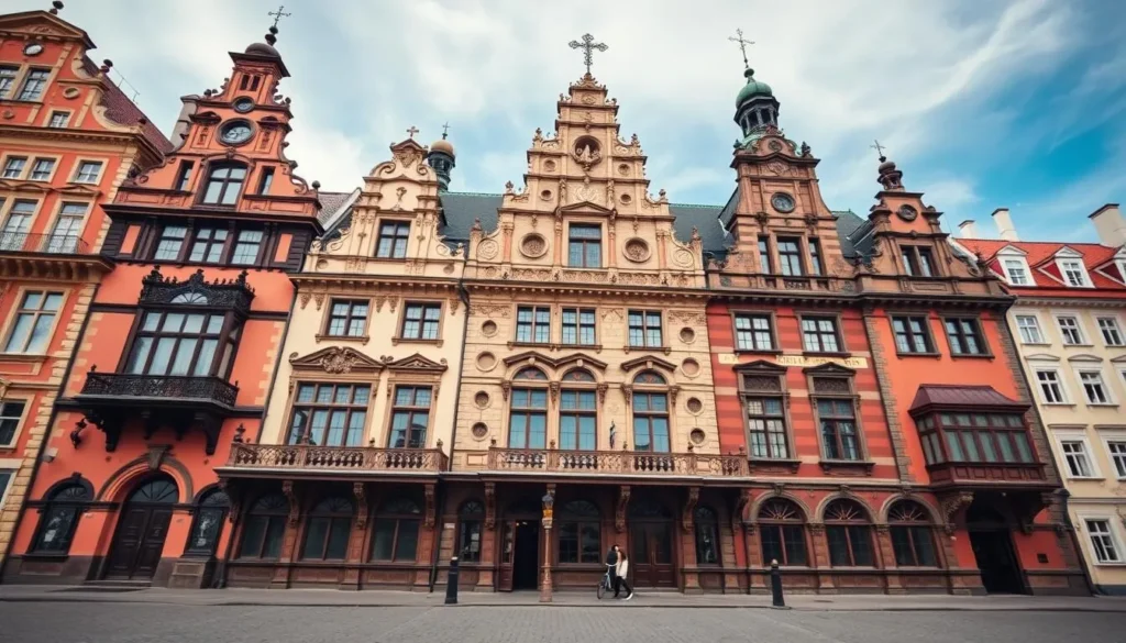 Generate an image of the House of the Blackheads in Riga, showcasing its intricate facade.