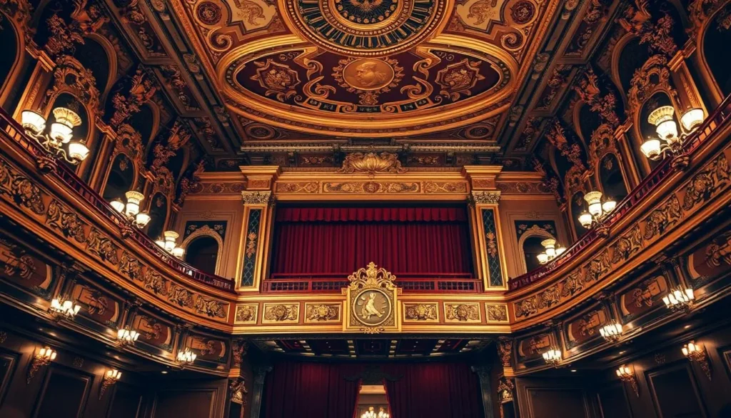 Generate an image of the Indiana Theatre's ornate interior, showcasing its historic charm and architectural details. Generate an image of the Indiana Theatre's ornate interior, showcasing its historic charm and architectural details.
