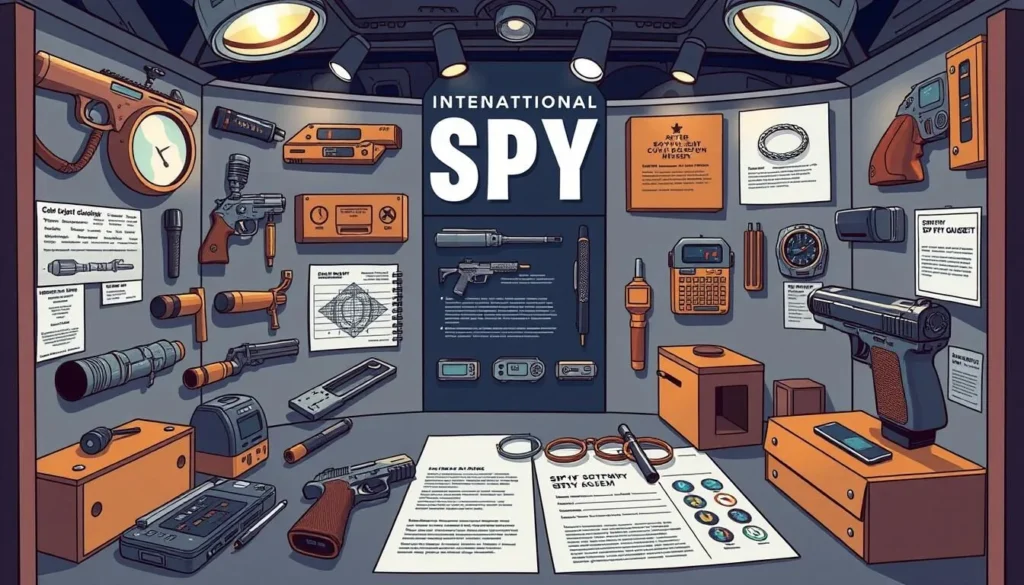Generate an image of the International Spy Museum's exhibit on spy gadgets