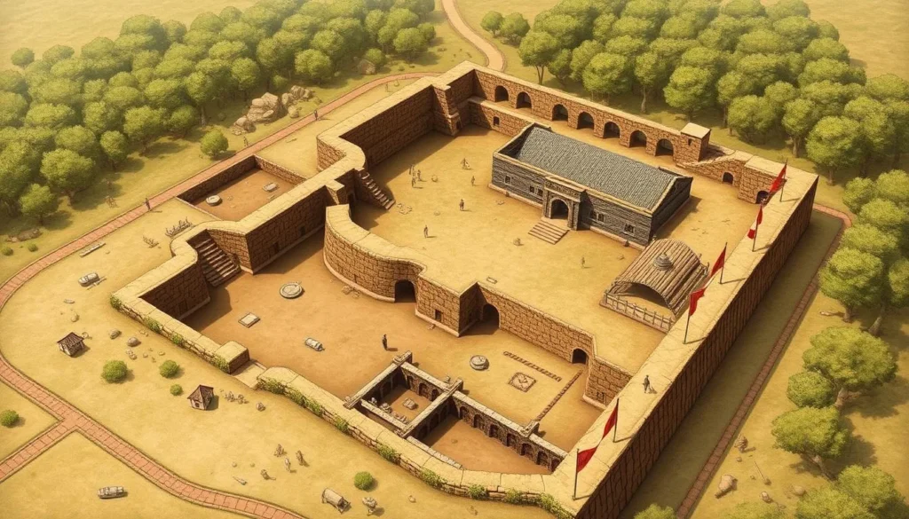 Generate an image of the James Fort site with excavated areas and historical artifacts.