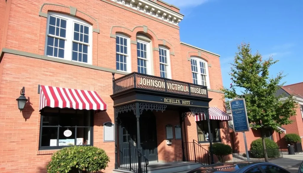 Generate an image of the Johnson Victrola Museum's exterior in Dover, Delaware, showcasing its historic building facade.