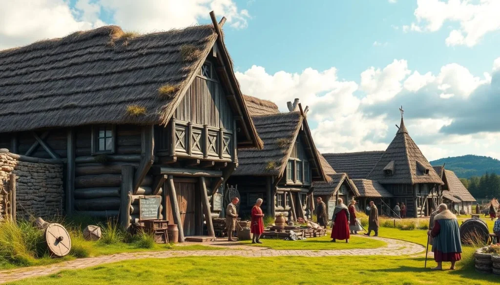 Generate an image of the Jorvik Viking Centre's reconstructed Viking village.