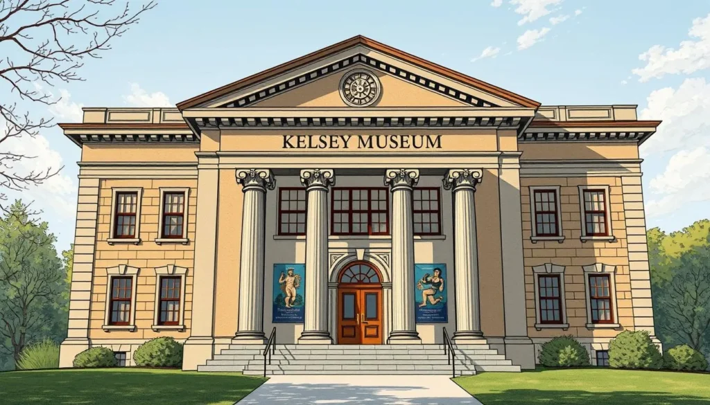 Generate an image of the Kelsey Museum of Archaeology's building or a notable artifact. Generate an image of the Kelsey Museum of Archaeology's building or a notable artifact.