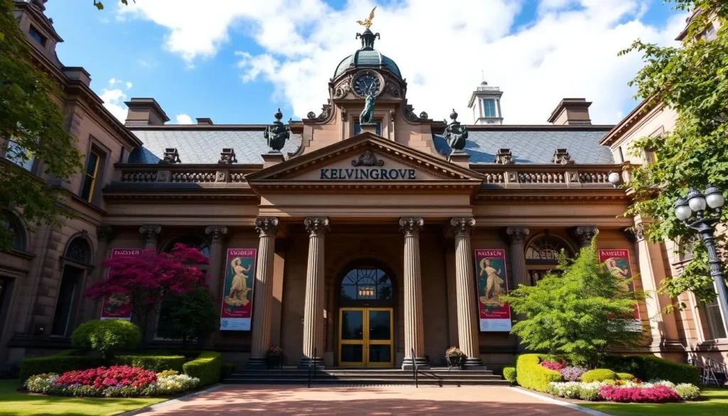 Generate an image of the Kelvingrove Art Gallery and Museum's grand entrance