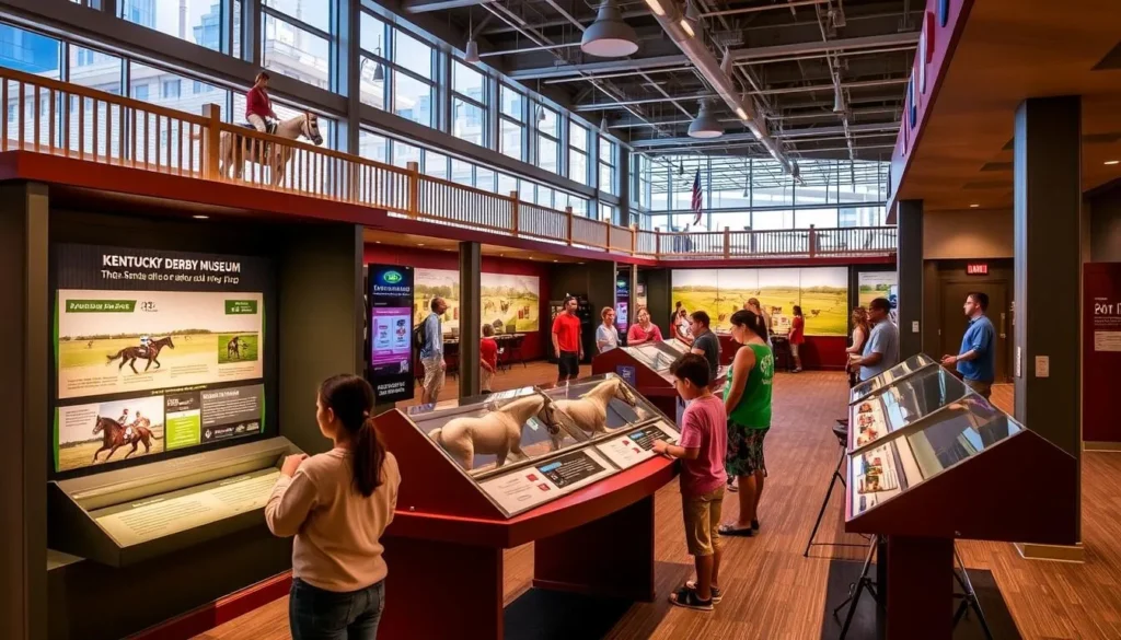 Generate an image of the Kentucky Derby Museum's interactive exhibits