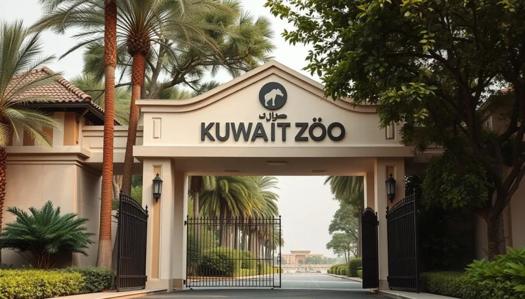 Generate an image of the Kuwait Zoo's main entrance.