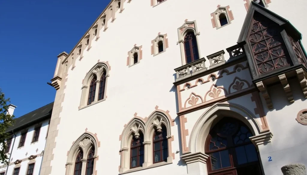 Generate an image of the Liechtenstein National Museum's facade, showcasing its 15th-century architecture.