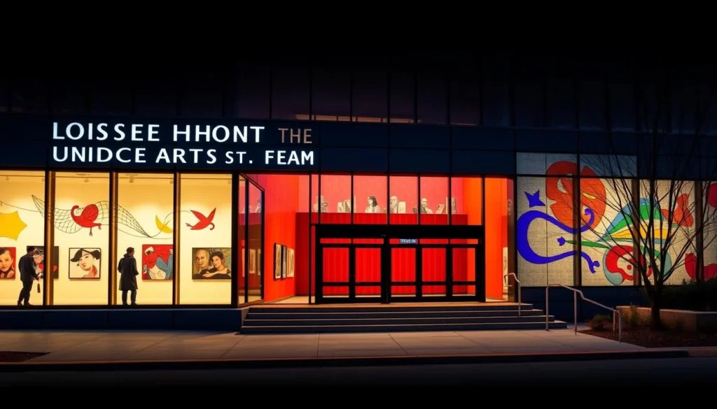 Generate an image of the Louise Hopkins Underwood Center for the Arts, showcasing one of its galleries or performance spaces.
