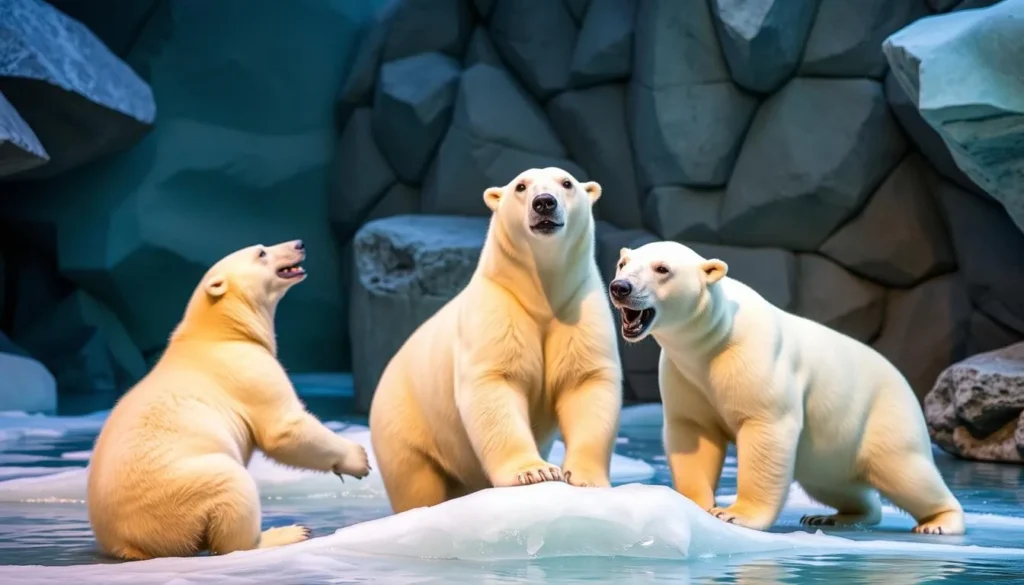 Generate an image of the Louisville Zoo's Glacier Run exhibit with polar bears.