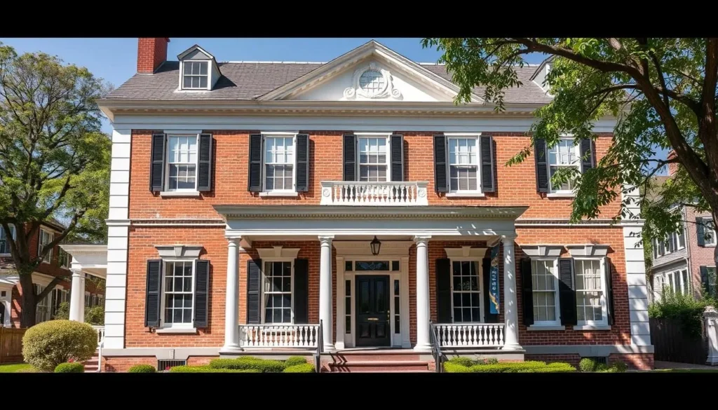 Generate an image of the McDowell House Museum's Federal-style facade.