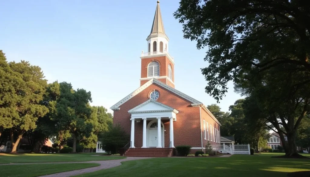 Generate an image of the Memorial Church in Jamestown, Virginia, with its historic tower and surrounding sacred grounds.
