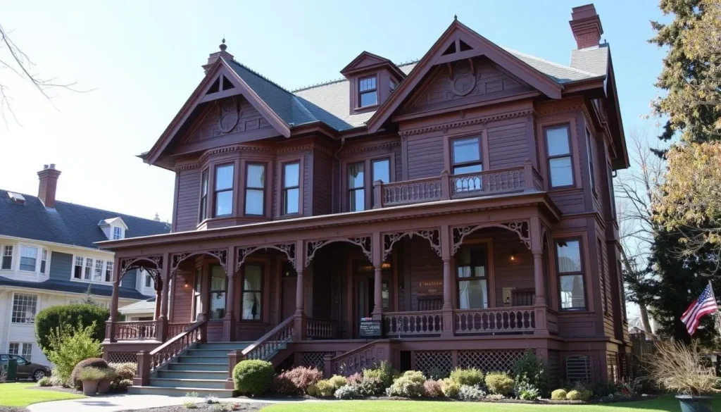 Generate an image of the Meux Home Museum, highlighting its Victorian architecture and beautifully preserved interiors.