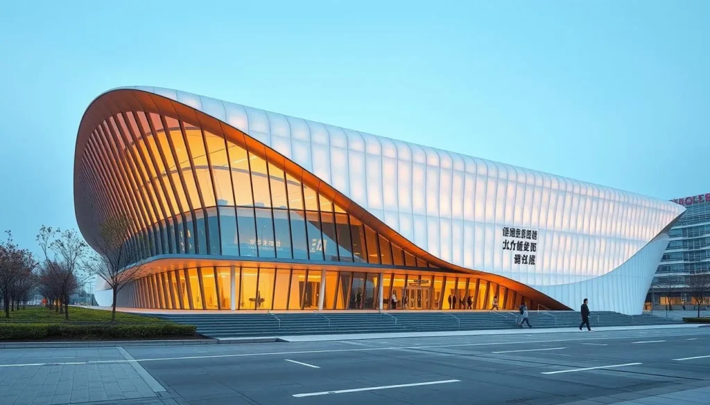 Generate an image of the Mianyang Science and Technology Museum's exterior, showcasing its modern architecture.