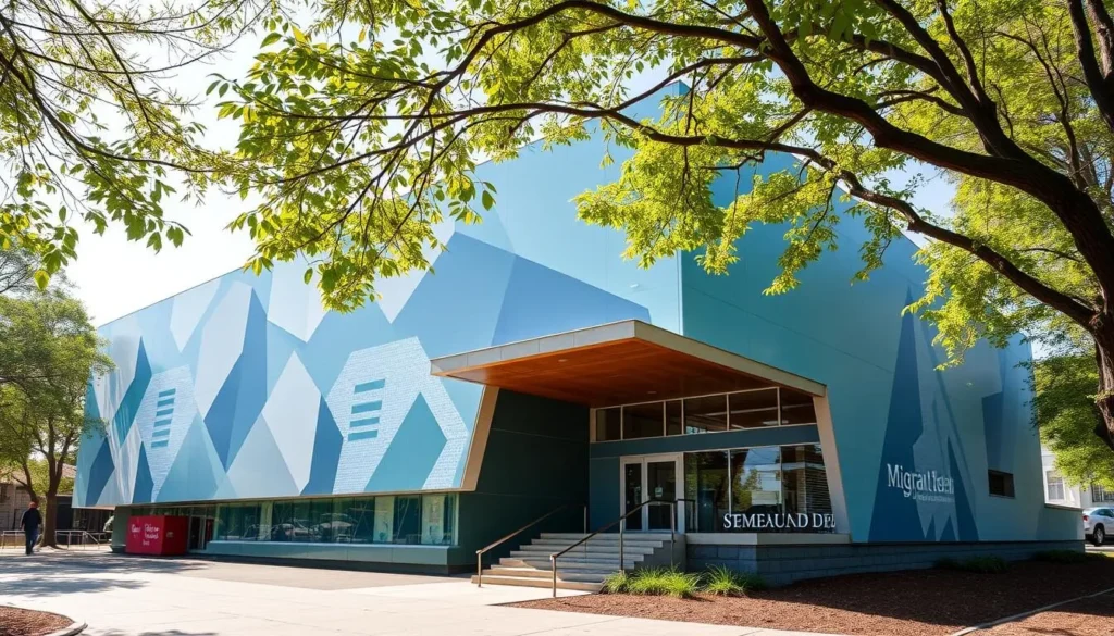 Generate an image of the Migration Museum's exterior.