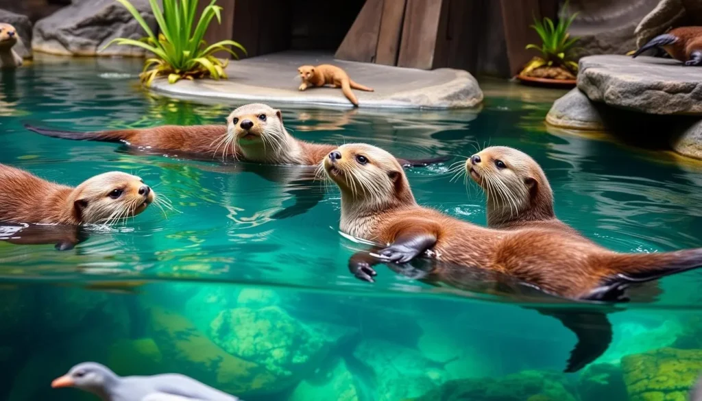 Generate an image of the Monterey Bay Aquarium's sea otter exhibit