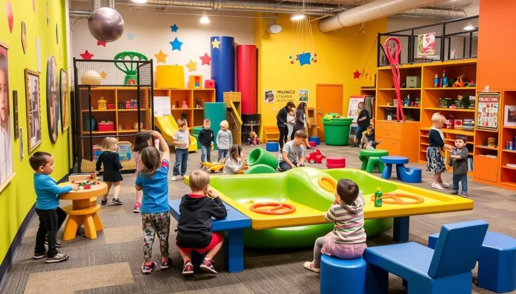 Generate an image of the Muncie Children's Museum's interactive play area.