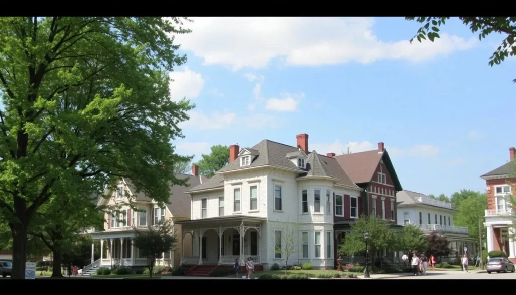 Generate an image of the Murphysburg Historic District, highlighting its beautifully preserved historic homes and tree-lined streets.