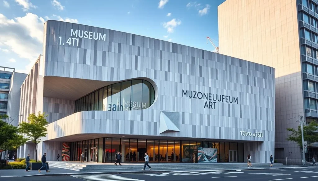 Generate an image of the Museum of Contemporary Art Tokyo's exterior, showcasing its modern architecture.