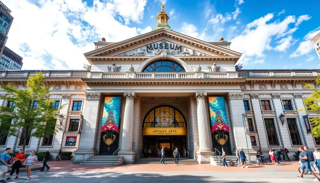 Generate an image of the Museum of Fine Arts Boston's grand entrance
