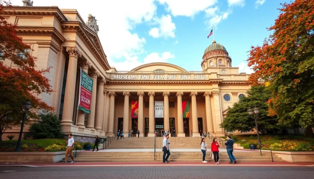 Generate an image of the Museum of Fine Arts Boston's grand entrance
