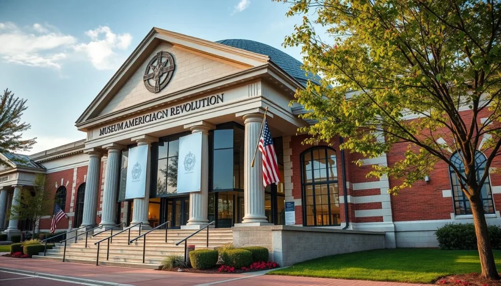 Generate an image of the Museum of the American Revolution's exterior or a notable exhibit.
