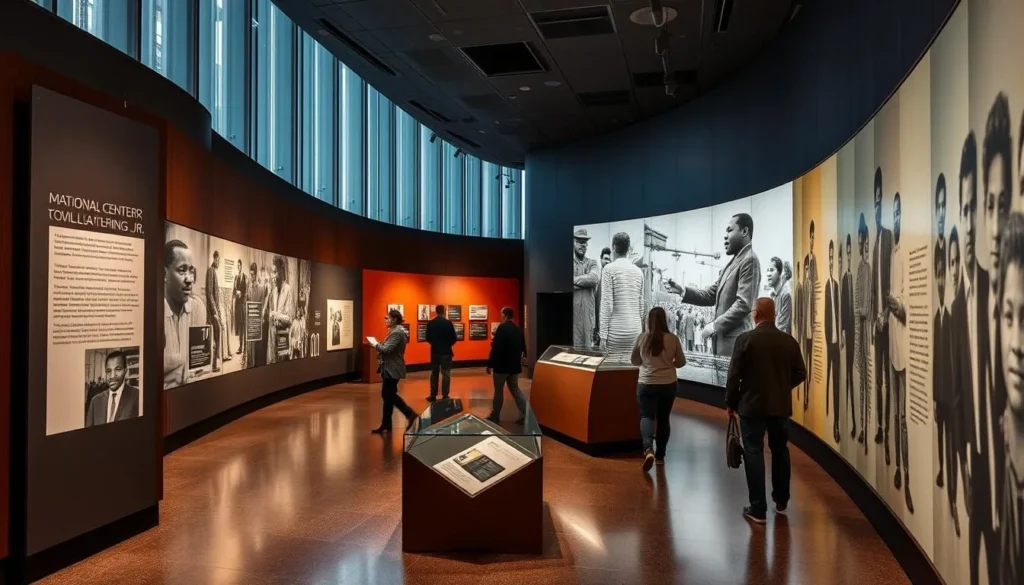 Generate an image of the National Center for Civil and Human Rights' exhibit on the life and legacy of Martin Luther King Jr.
