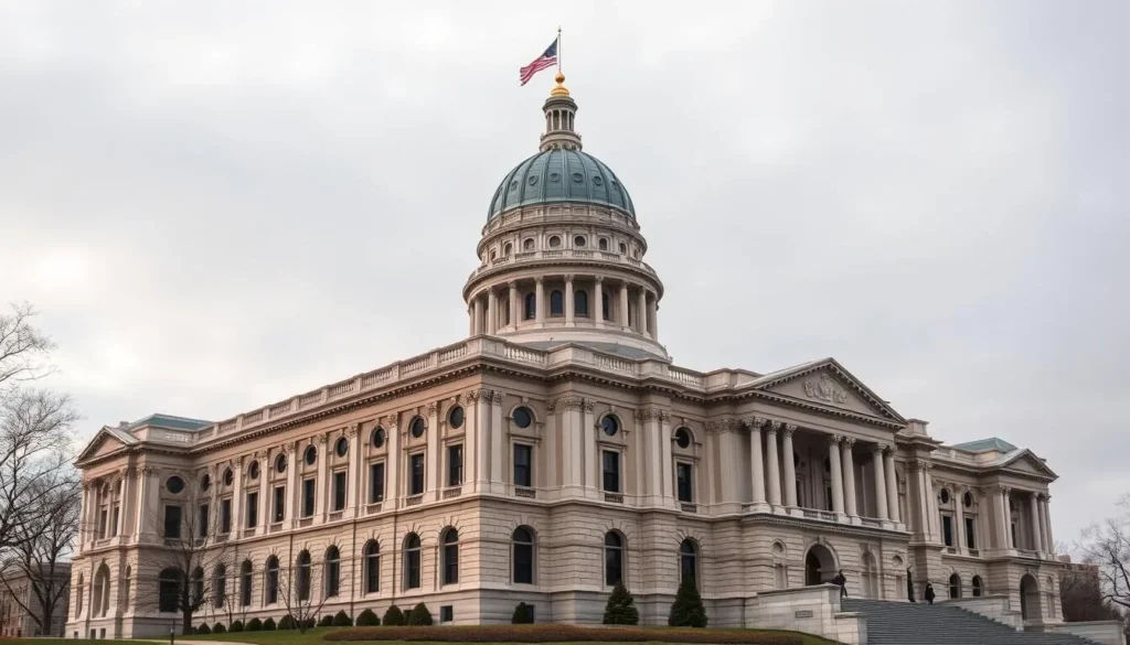 Generate an image of the New York State Capitol building in Albany, highlighting its stunning 19th-century architecture and historic significance.