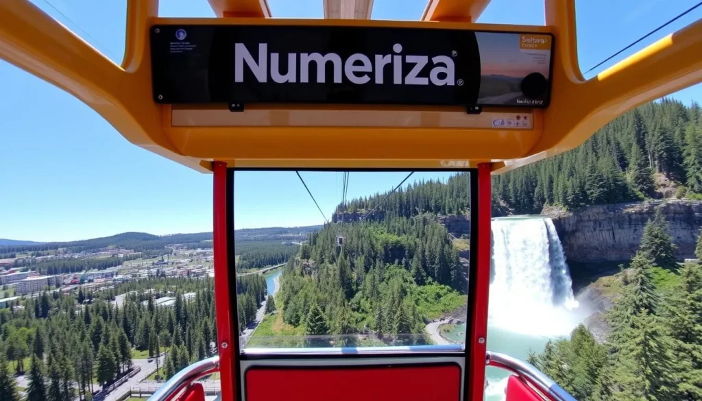 Generate an image of the Numerica Skyride, offering stunning views of Spokane Falls.