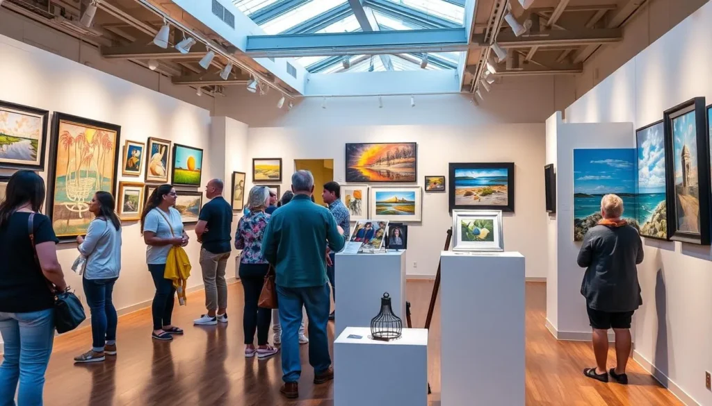 Generate an image of the Oceanside Museum of Art's latest exhibit, featuring local artists and their works.