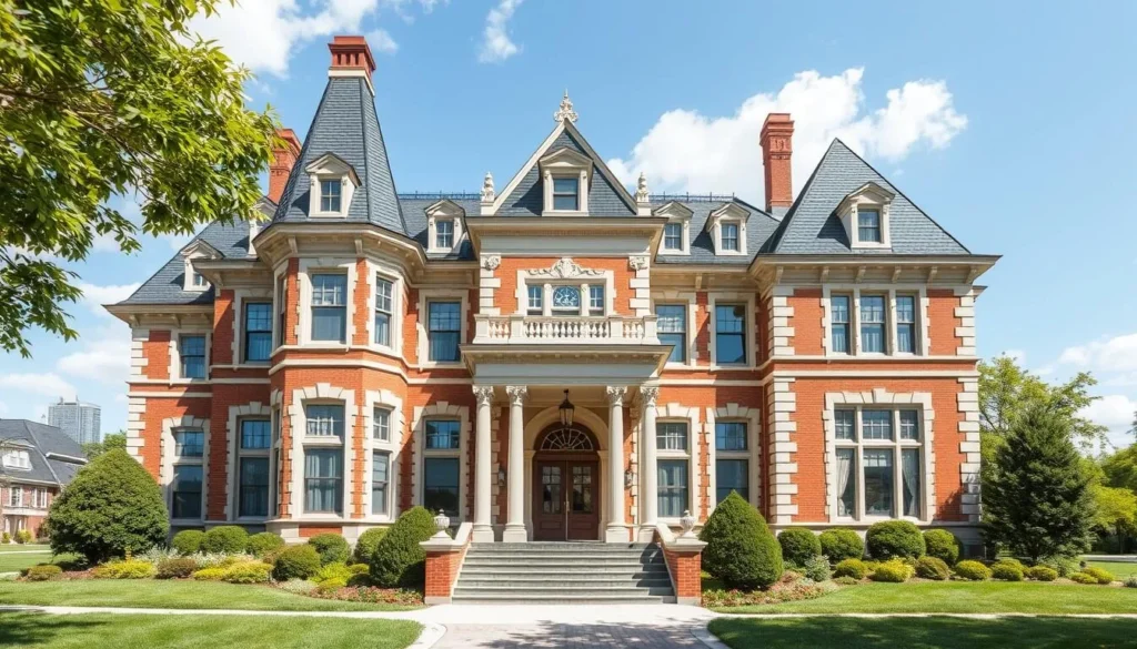 Generate an image of the Oshkosh Public Museum's elegant 1908 mansion facade.