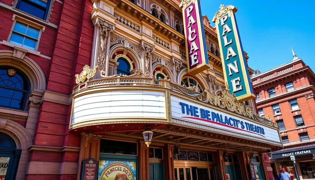 Generate an image of the Palace Theatre in Albany, New York, showcasing its ornate architecture and historic grandeur.