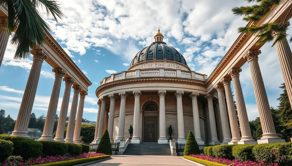 Generate an image of the Palace of Fine Arts with its stunning rotunda and colonnades.