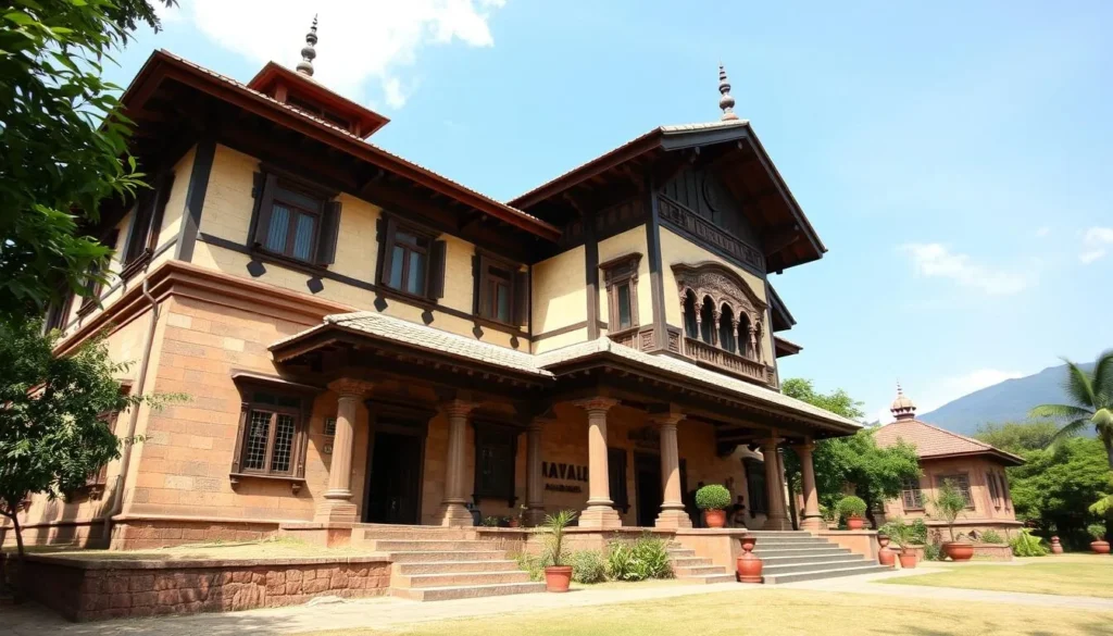 Generate an image of the Panauti Museum's exterior, showcasing its traditional Nepalese architecture.
